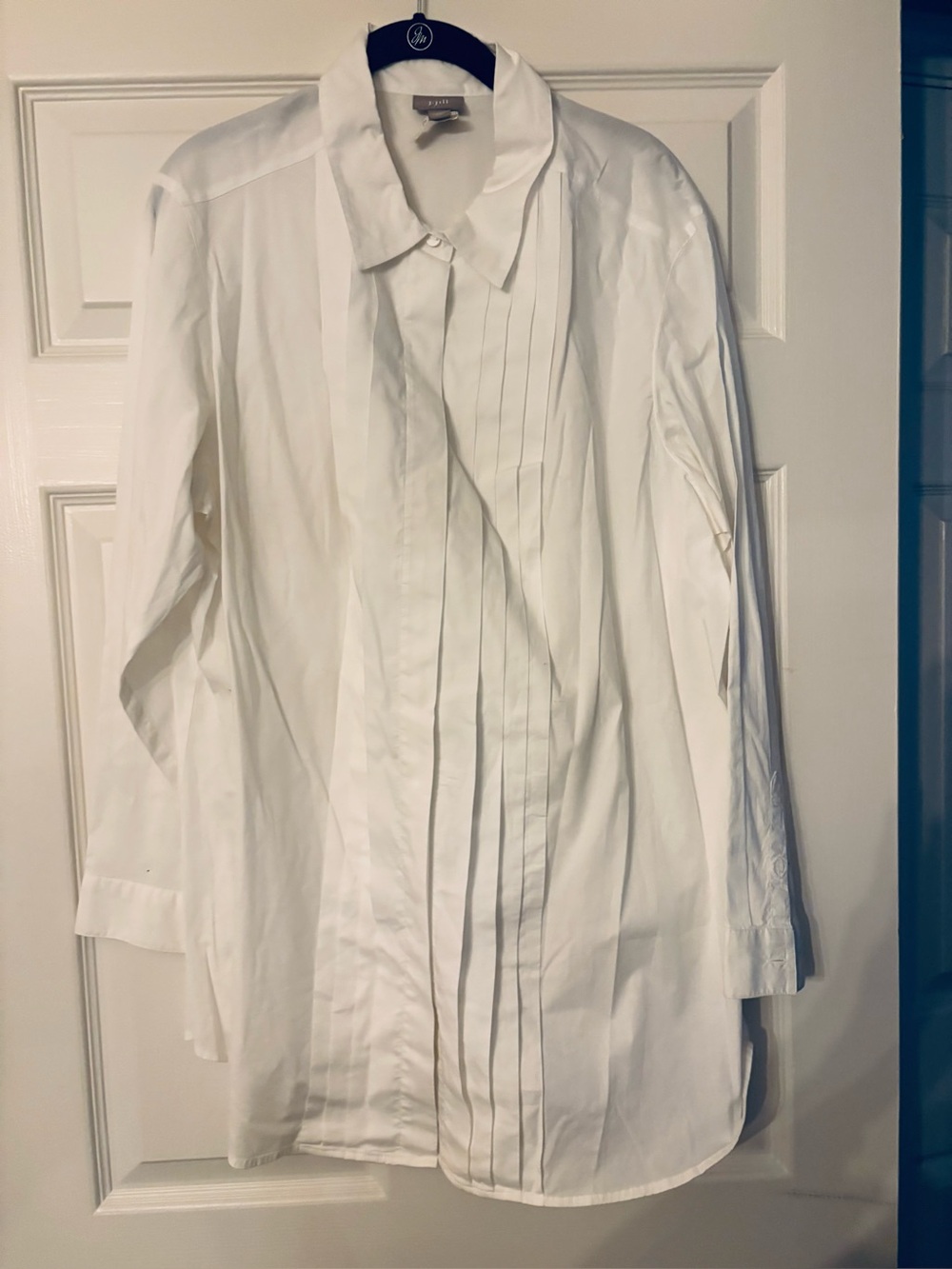 J. Jill Women’s Button Down Shirt Pleated Tunic Length Cotton Blend 2X